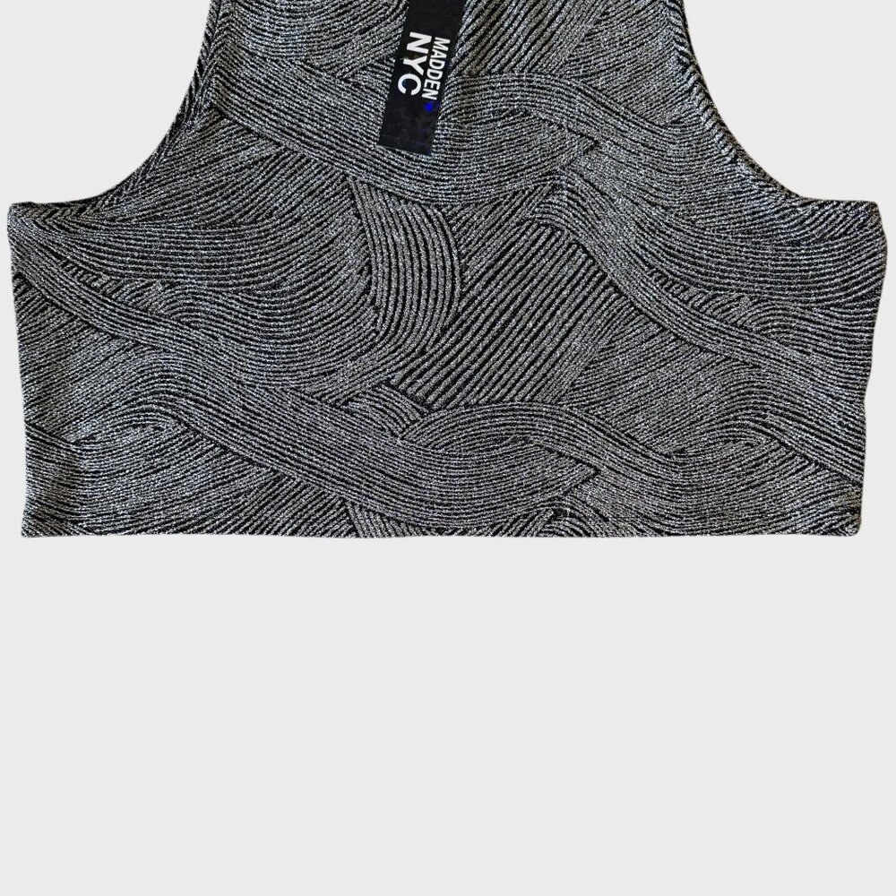 Madden NYC by Steve Madden Metallic Mock Neck Top Silver Women's Size 4X New - Picture 6 of 11